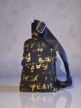 Unique Black and Gold Graffiti Sling Bag